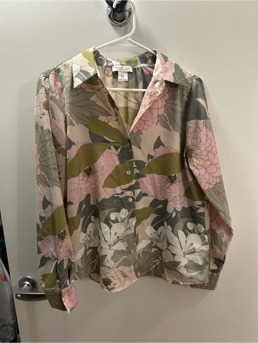 Rachel Zoe Multicolor Floral Blouse with Pink, Olive & Cream